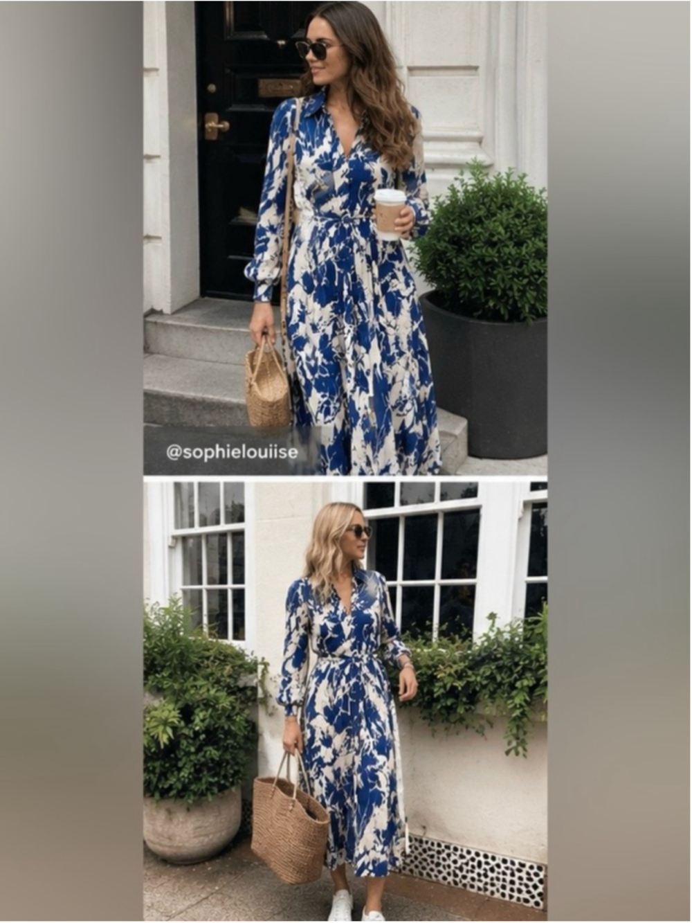 Zara bloggers favourite Blue & Ivory Abstract Print Shirt Dress Size XS - Picture 10 of 11